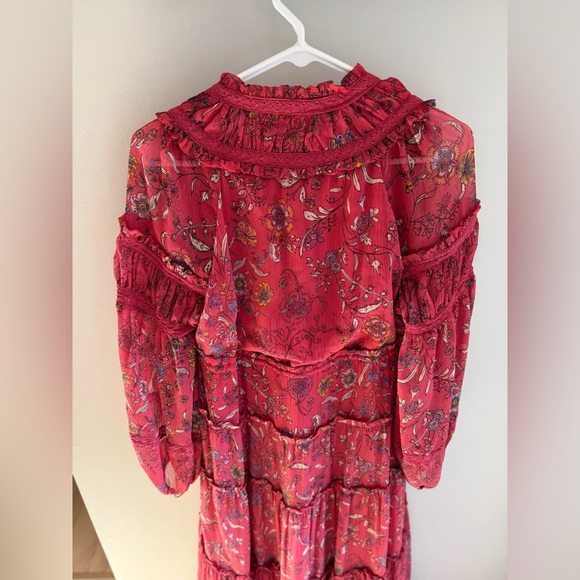 Free People Cassis Printed Chiffon Dress - Red Floral - Size Extra Small XS - Picture 13 of 16